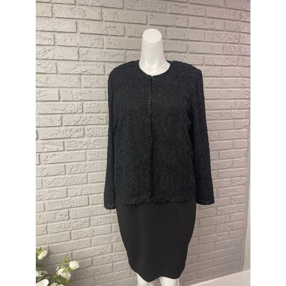 Jessica Women's M Formal Black Beaded Blazer / Jacket Long Sleeve